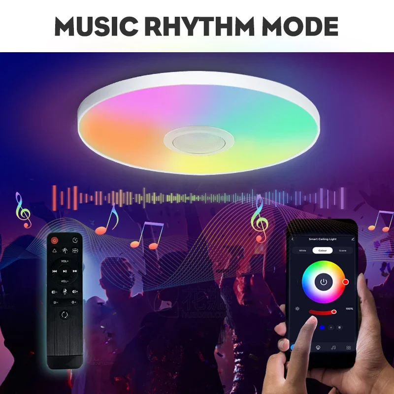 LED Light RGB Smart Ceiling Light with Speaker 30W 36W Audio Music Play TUYA APP Bluetooth WIFI Home Decor Bedroom Living Room