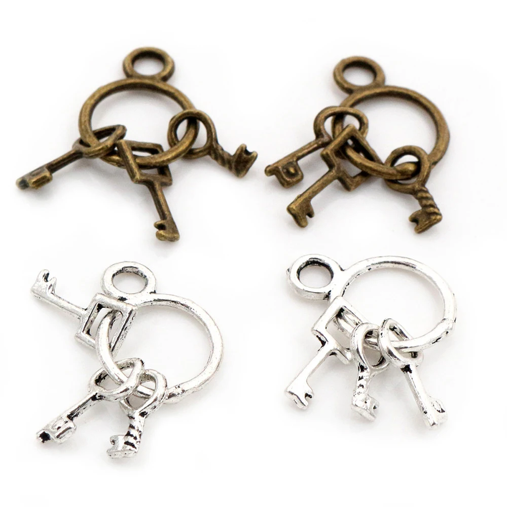 24X13mm 10pcs Antique Silver Plated Bronze Gold Plated Key Chain Handmade Charms Pendant:DIY for bracelet necklace