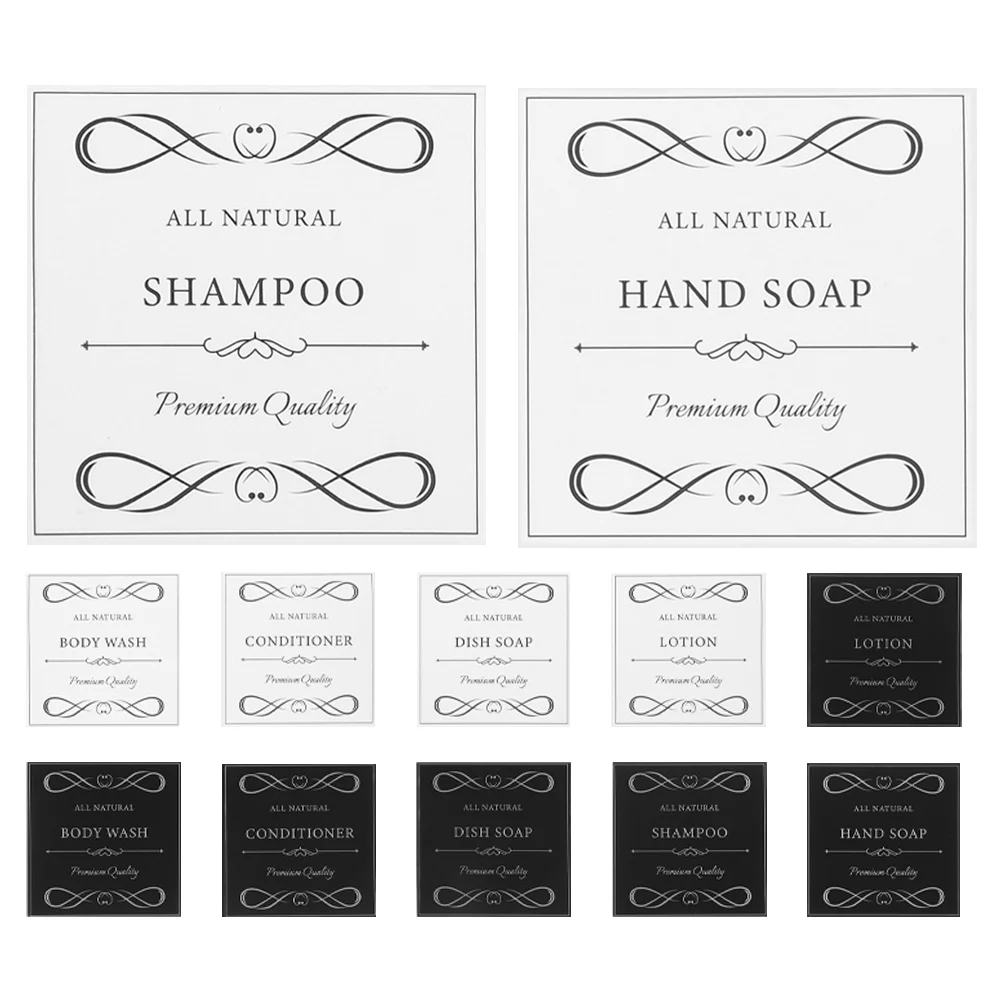 

2Set Waterproof Self Adhesive Soap Dispenser Labels Vinyl Stickers for Hand Soap Shampoo Conditioner Bottles Shampoo Stickers