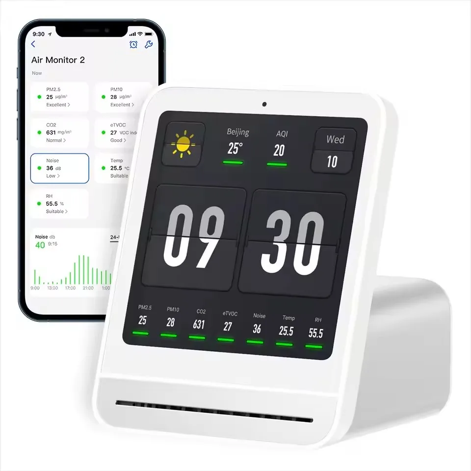 Qingping Air Monitor 2 Smart Home Touch Screen Controllo Sensore di umidità della temperatura Rilevatore di CO2 PM2.5 per l'app Mihome ﻿