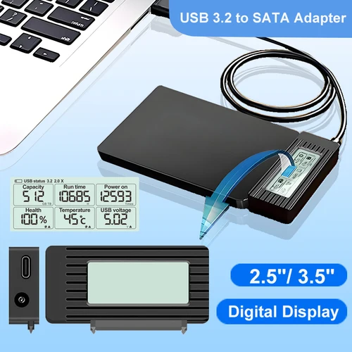 Imagen 1 del producto Convertidor USB 3,2 3,0 a SATA, adaptador externo de disco duro HDD SSD de 2,5 pulgadas, Cable USB 3,0 a Sata III para accesorios de ordenador portátil