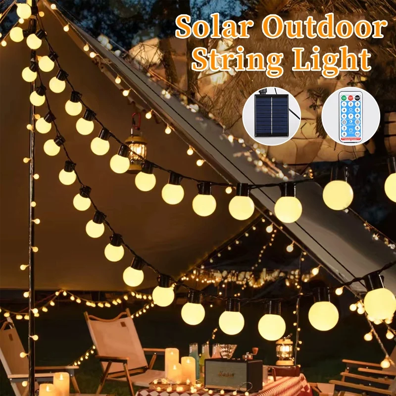 Outdoor Solar Light Waterproof String Warm Light Bulb With Remote Control 7/10/15M for Solar Garden Balcony Decorative Lighting