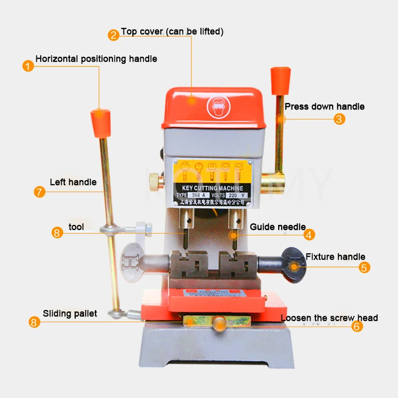 Máquina de corte de llaves Vertical, copiadora para duplicar llaves de seguridad, equipo de cerrajero, 368A, 220V