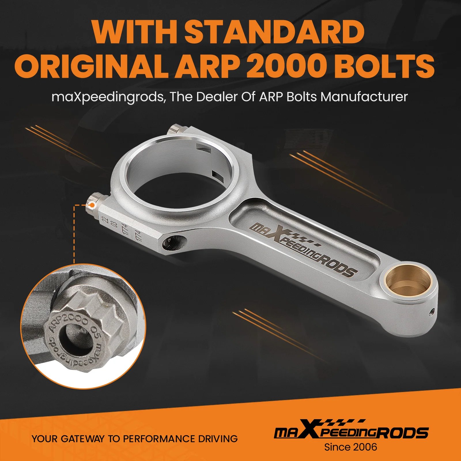 I-Beam Connecting Rods for Audi VW EA888 2.0L TSI Gen 3 Engine ARP2000 5.669