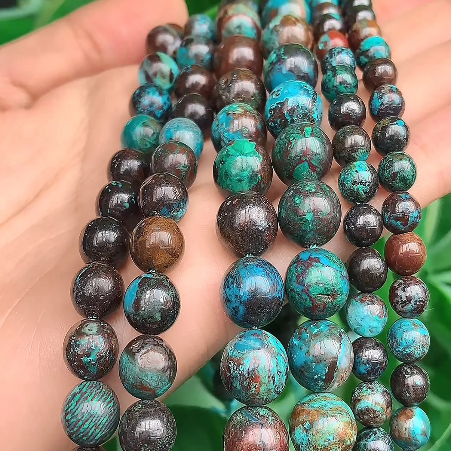 Natural Beads Peruvian Turquoise Round Loose Spacer Stone Bead For Jewelry Making DIY Bracelet Accessories 7.5/15inch Wholesale