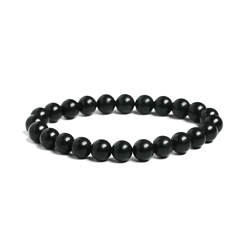 

Natural Stone Bracelet Fashion Men Women Black Shungite Bracelet for Anti-radiation 6/8/10/12mm Beads Bangle