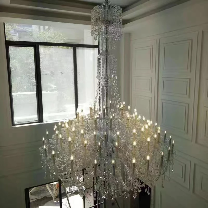 European Crystal Chandelier Living Room LED Candle Pendant Light Bedroom Hotel Lobby Long Lighting Fixture Glass For Chandeliers