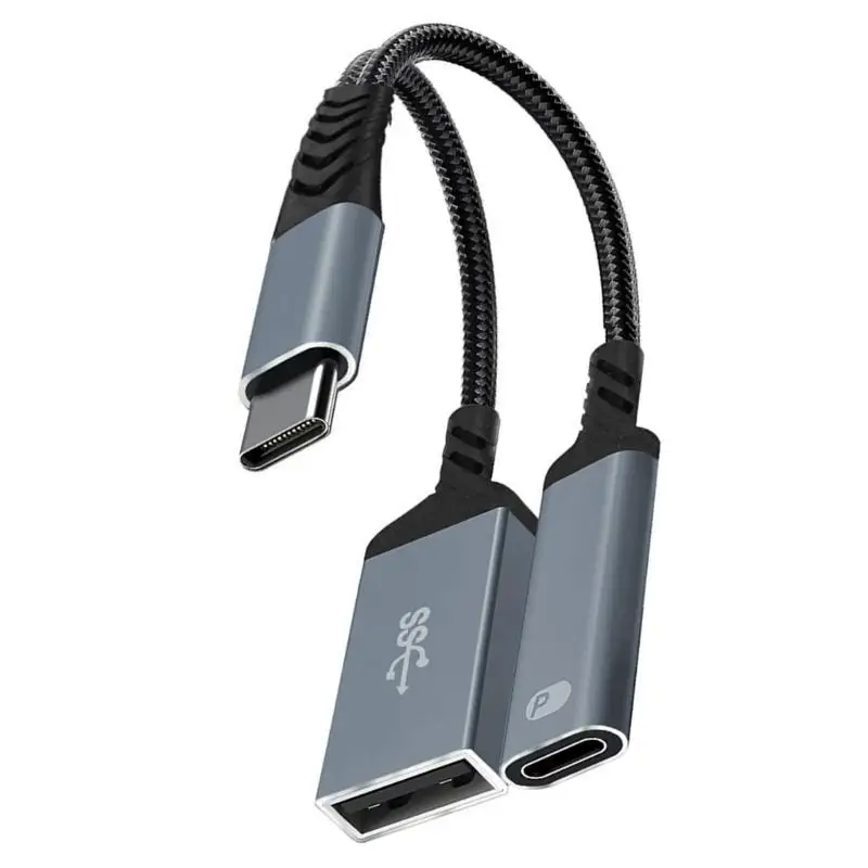

Преобразователь OTG 652F типа C PD60W с быстрой зарядкой, порт USB A 2.0, плетеный, прочный, долговечный, для путешествий