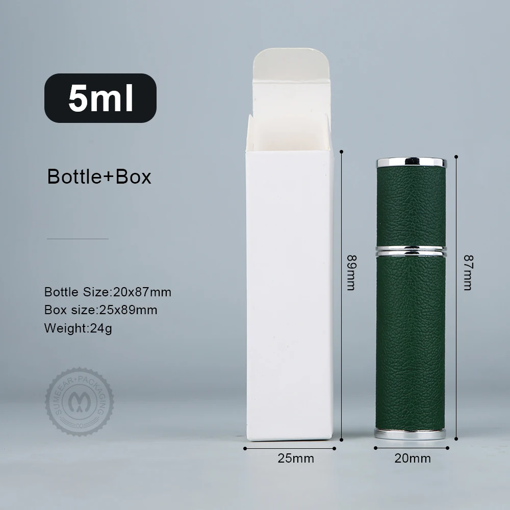 5ml 10/20/30PCS Perfume Refillable Bottle Leather Exterior With Packing Box, Glass Liner Spray Bottle, Multi - Color Options