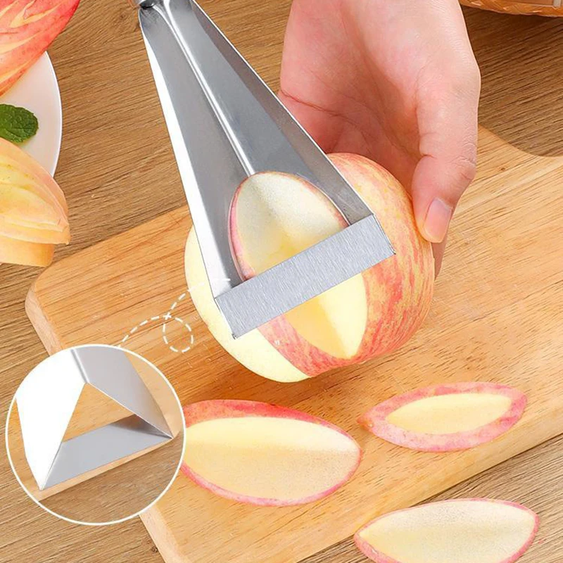 

Apple Cut Artifact Triangle Fruit Stainless Steel Fancy Knife Creative Carving Restaurant Swing Plate Push Knife for Kithcen