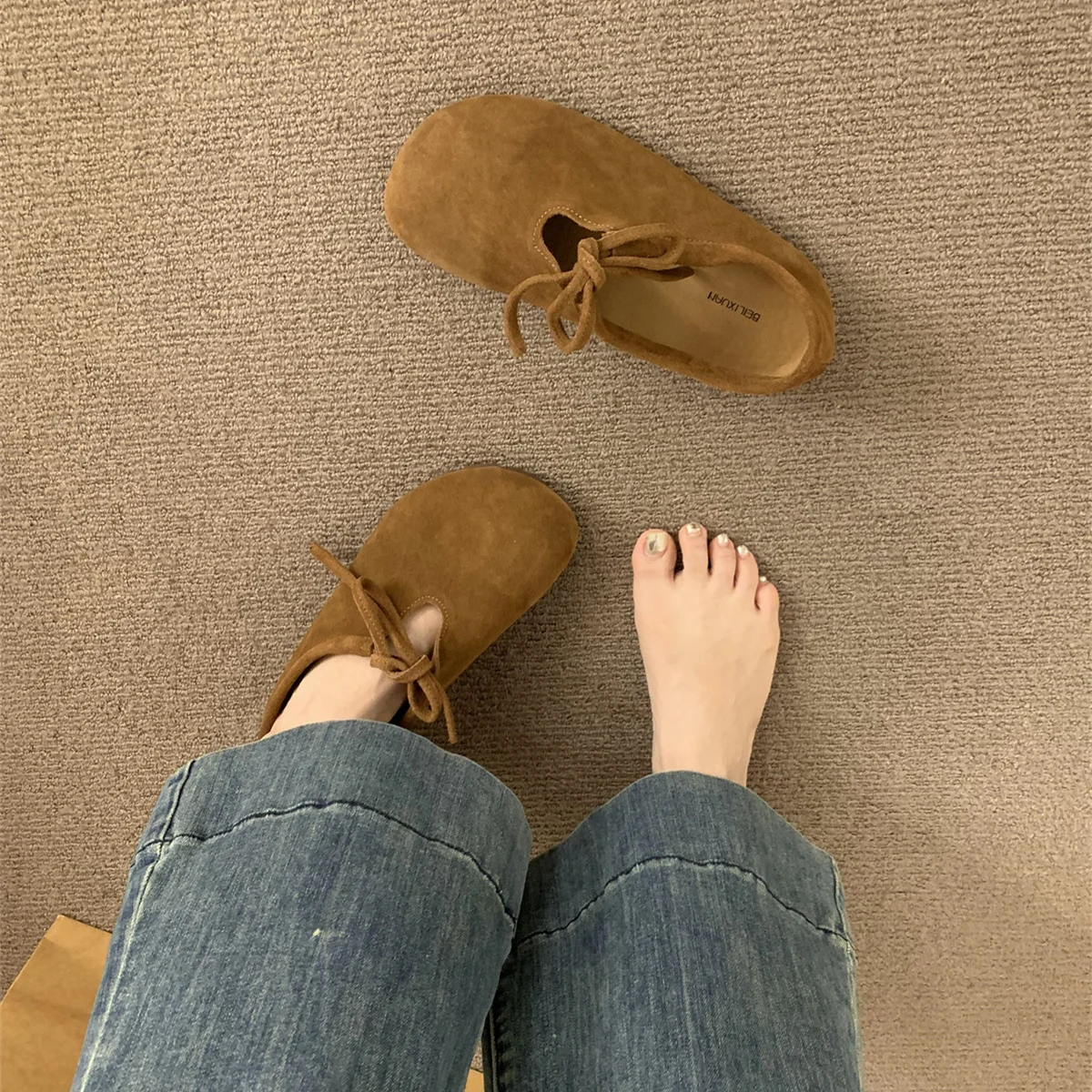 Soft Retro Woman Shoes Female Footwear Autumn Bow-Knot New Dress Fall Comfortable Butterfly Moccasin Butterfly-knot Flat image 2