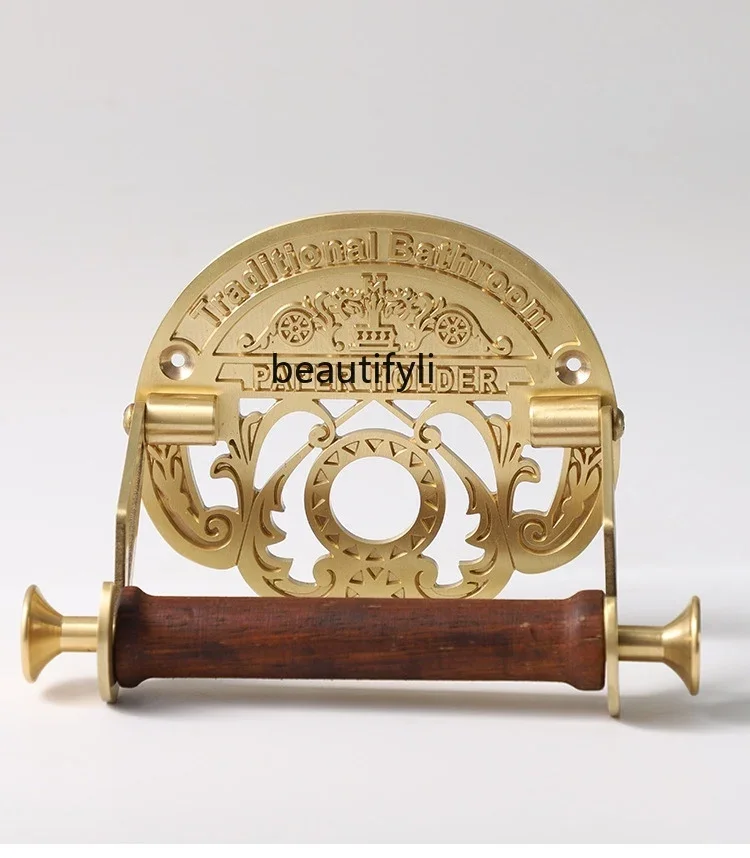 

Retro classic bathroom decorative tissue holder Solid wood scroll paper holder0420
