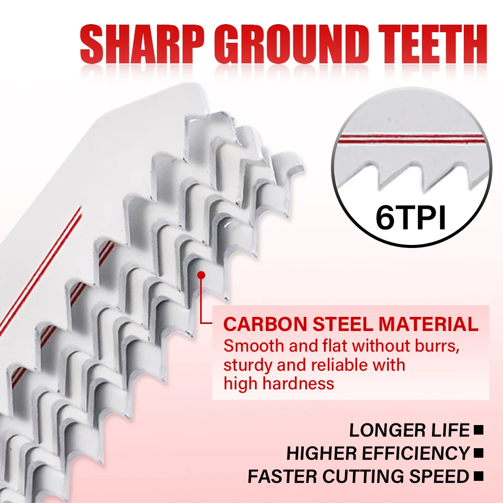 5 قطعة مجموعة شفرات المنشار الترددية للأسنان 6 بوصة 6TPI شفرات المنشار ذات الحافة المنحنية لتقليم الخشب وتقليم الأشجار