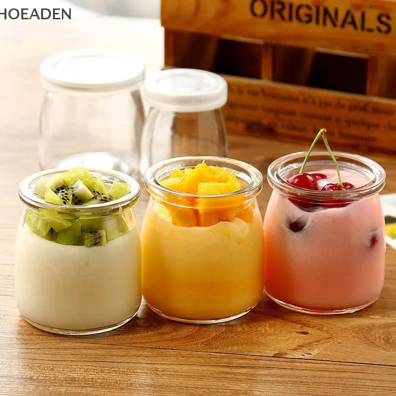 New Pudding Jars High Temperature Resistant Glass Bottle Yogurt Container Glass Wishing Bottle Different-sized Storage Cup​s