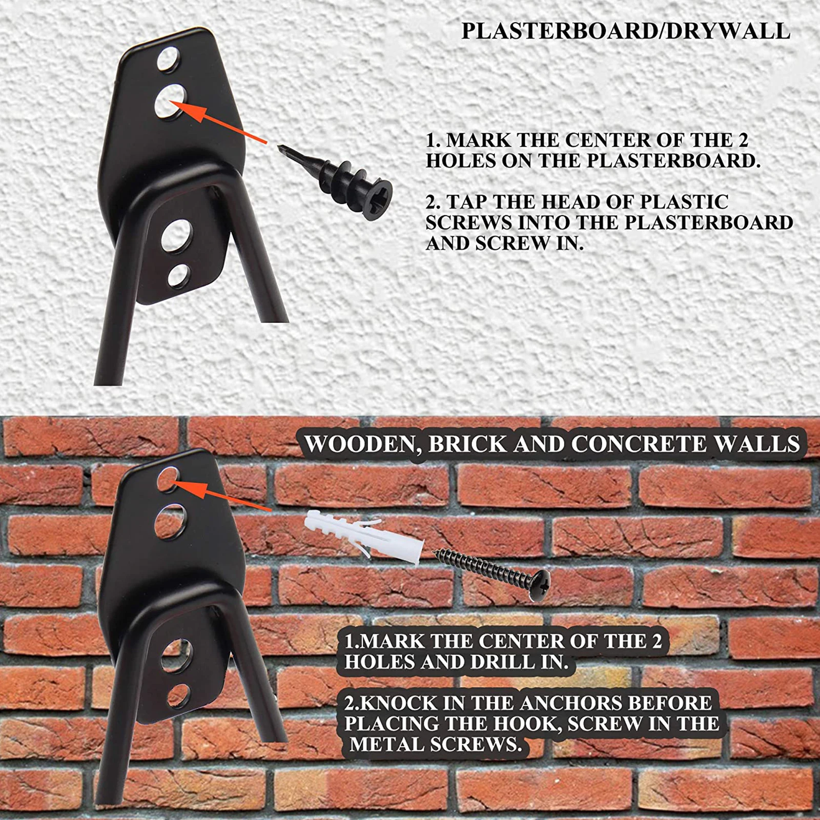 

2Pcs Strong Metal Garage Hooks Heavy Duty Iron Storage Hooks Wall Mount Organizer for Kitchen Workshop Outdoor