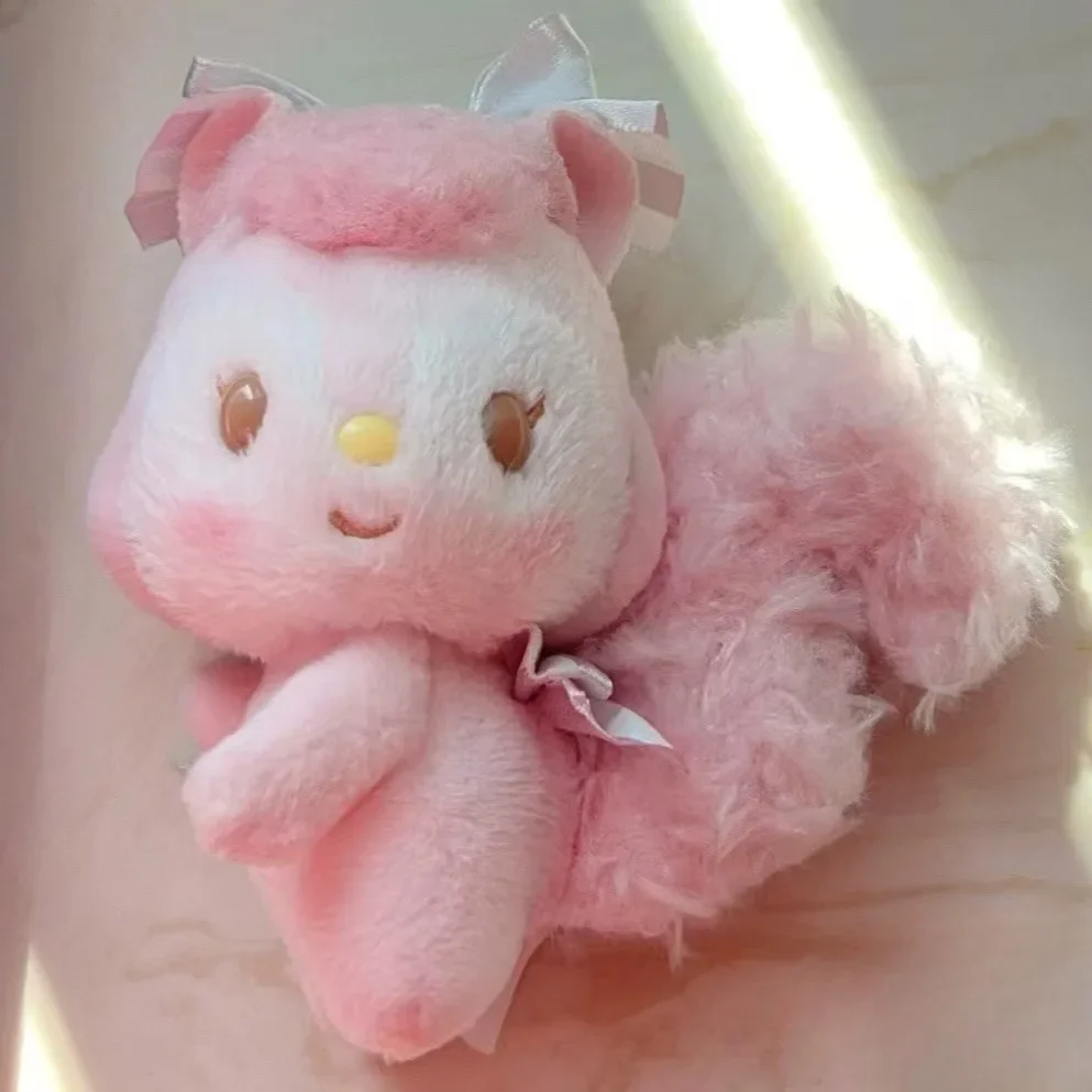 10cm Vintage Style Pink Squirrel Plush Doll Keychain Bag Charm Cute Stuffed Animal Pendant for Backpacks Keys and Gifts Soft
