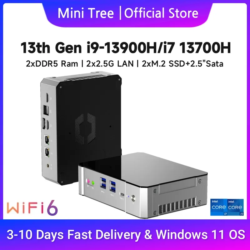 13Th Gen Mini Gaming PC Windows 11 Intel Core i9 13900H DDR5 PCIE4.0 Gamer Office Desktop Mini Computer Quad 4K Displays Wifi6