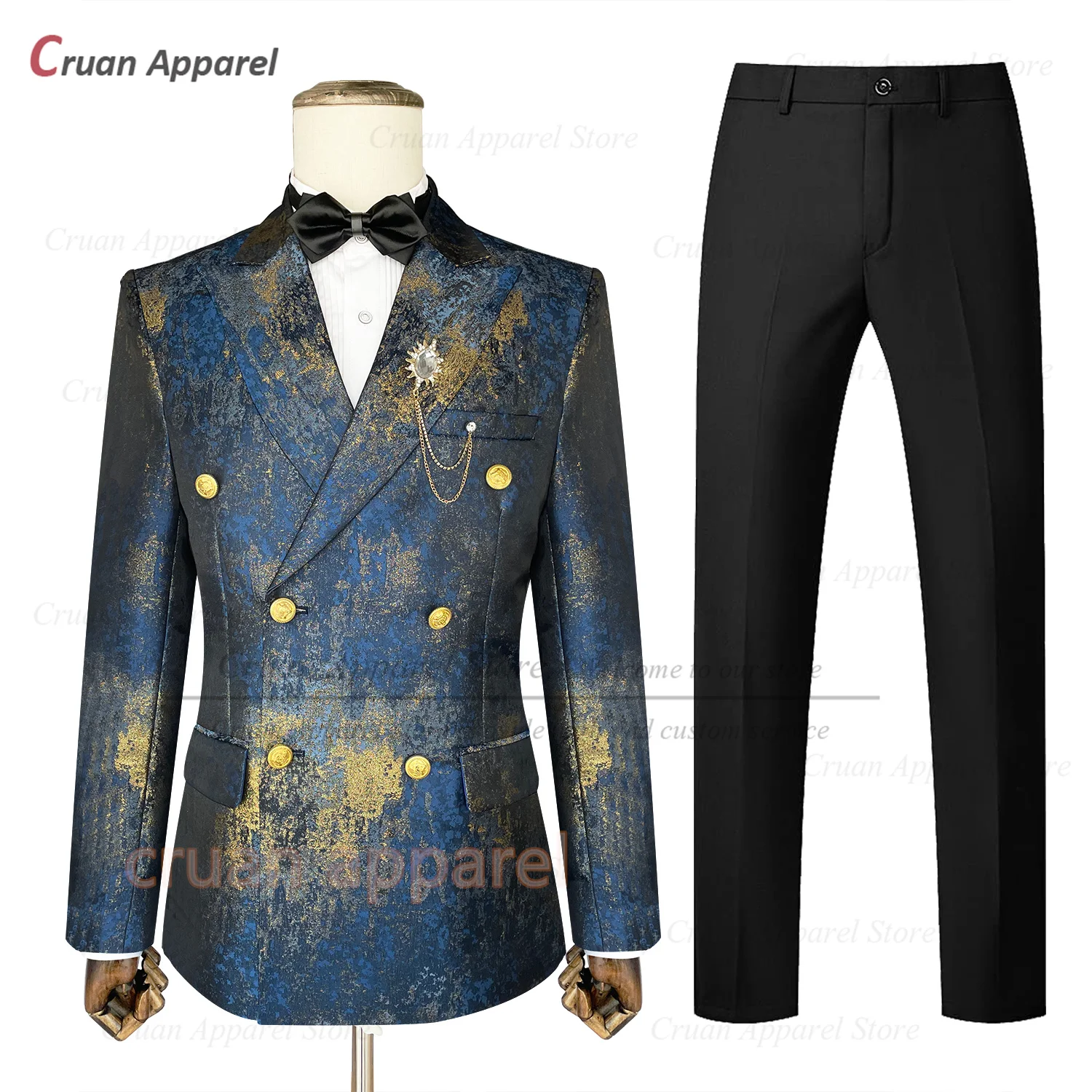 Fashion Jacquard Men Suit Set Formal Banquet Custom Blazer Pants 2 Pieces Wedding Party Groomsman Slim Fit Elegant Costumes