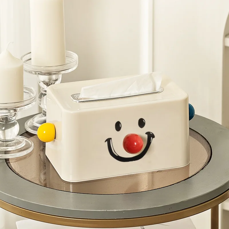 Simple Cream Air Tissue Box Cute Colorful Ball Tissue Wipes Face Towel Storage Box Multi-functional Table Decoration Organizer