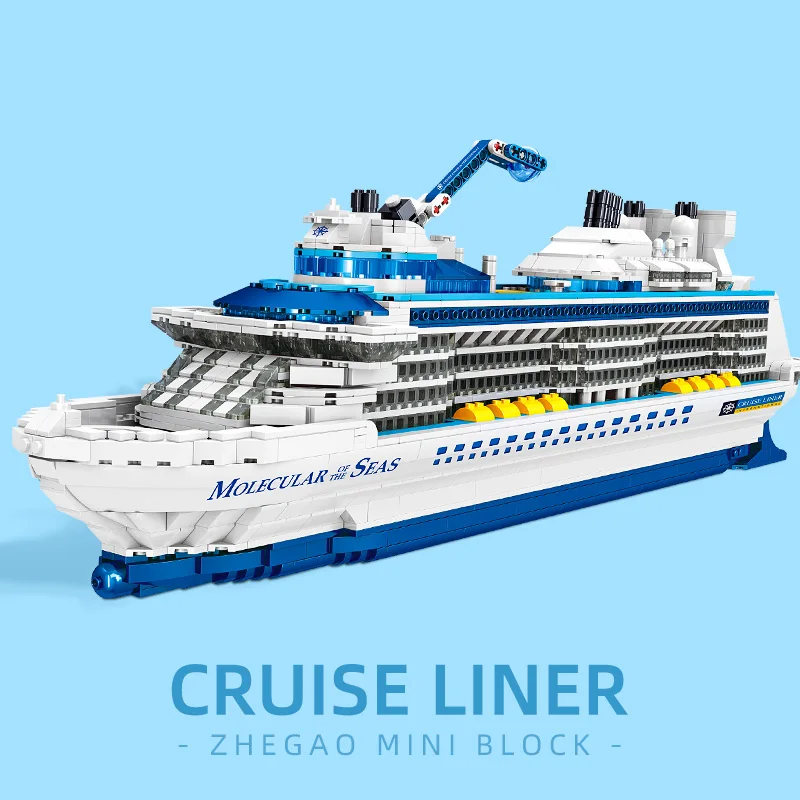 2428PCS Mini Particle Bricks City Cruise Liner Building Blocks Assemble Toys Big Ship Ocean Liner White Boat For Kids Boy