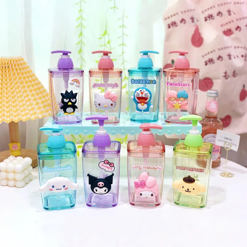 420Ml Kawaii Sanrioed Kittys Melody Cinnamoroll Kuromi Girls Hand Sanitizer Separate Perfume Shampoo Shower Press Gel Sub Bottle