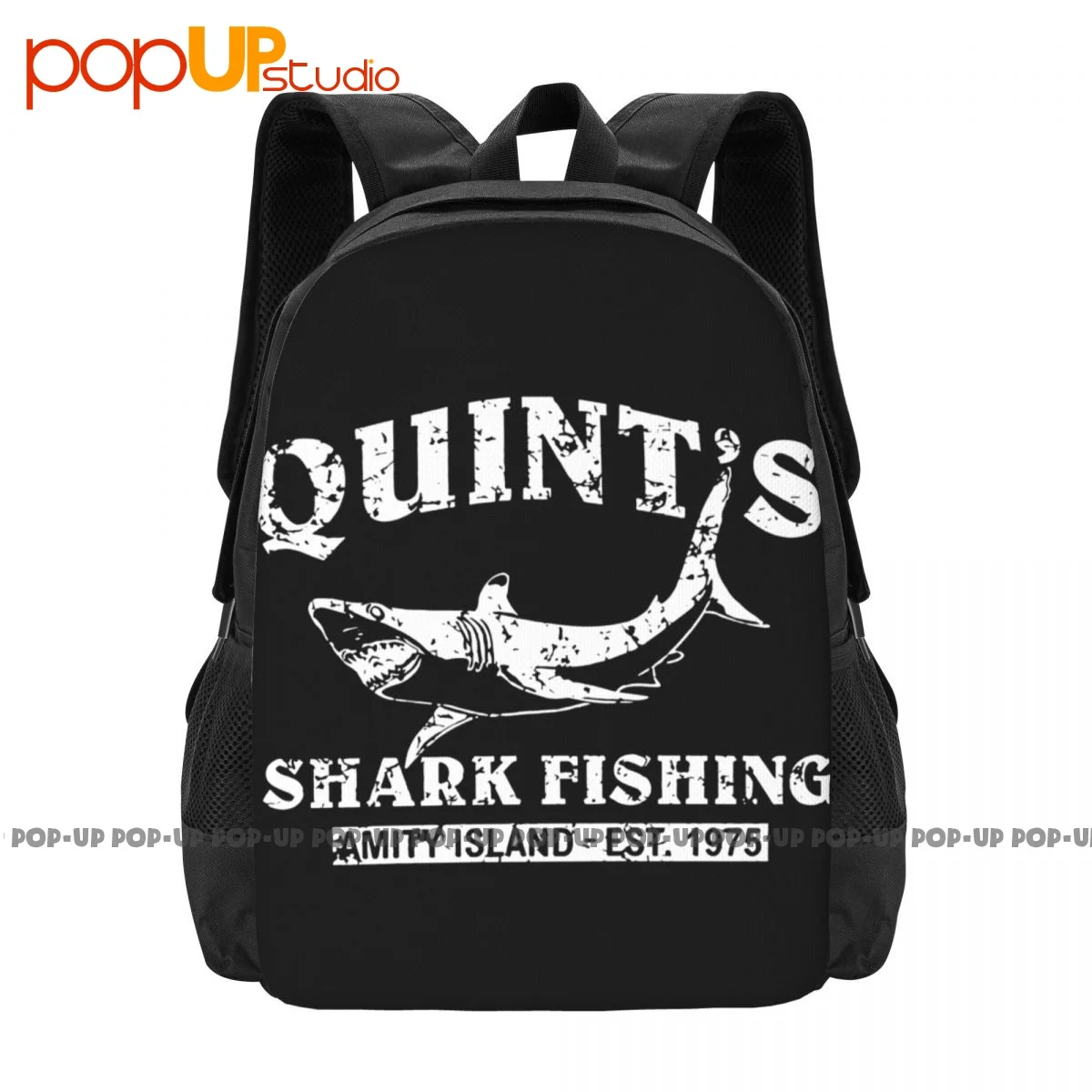 Quints Shark Fishing Jaws Amity Shark Week Backpack Large Capacity Gym Foldable Storage Bag School Sport Bag