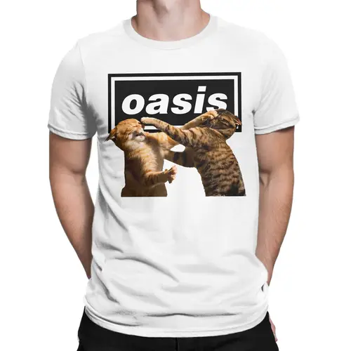 Imagen 1 del producto Camiseta O-Oasised Gallagher Kitties para hombre, Camiseta Vintage de algodón, camiseta con cuello redondo, ropa de manga corta, regalo de cumpleaños