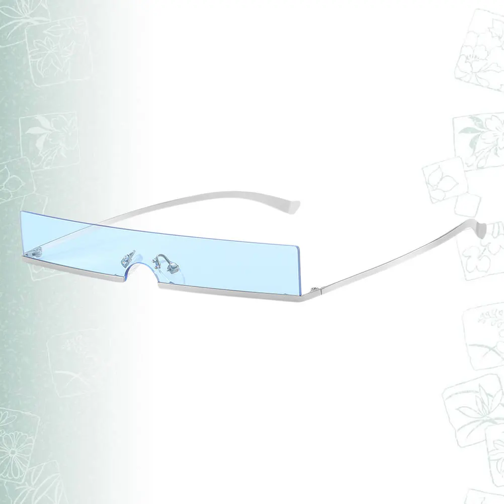 

1Pcs Sun Glare Sunglasses Blue Personalized Rimless Rectangular Small Frame Uv Protection Lightweight Chic Sunglasses for Street