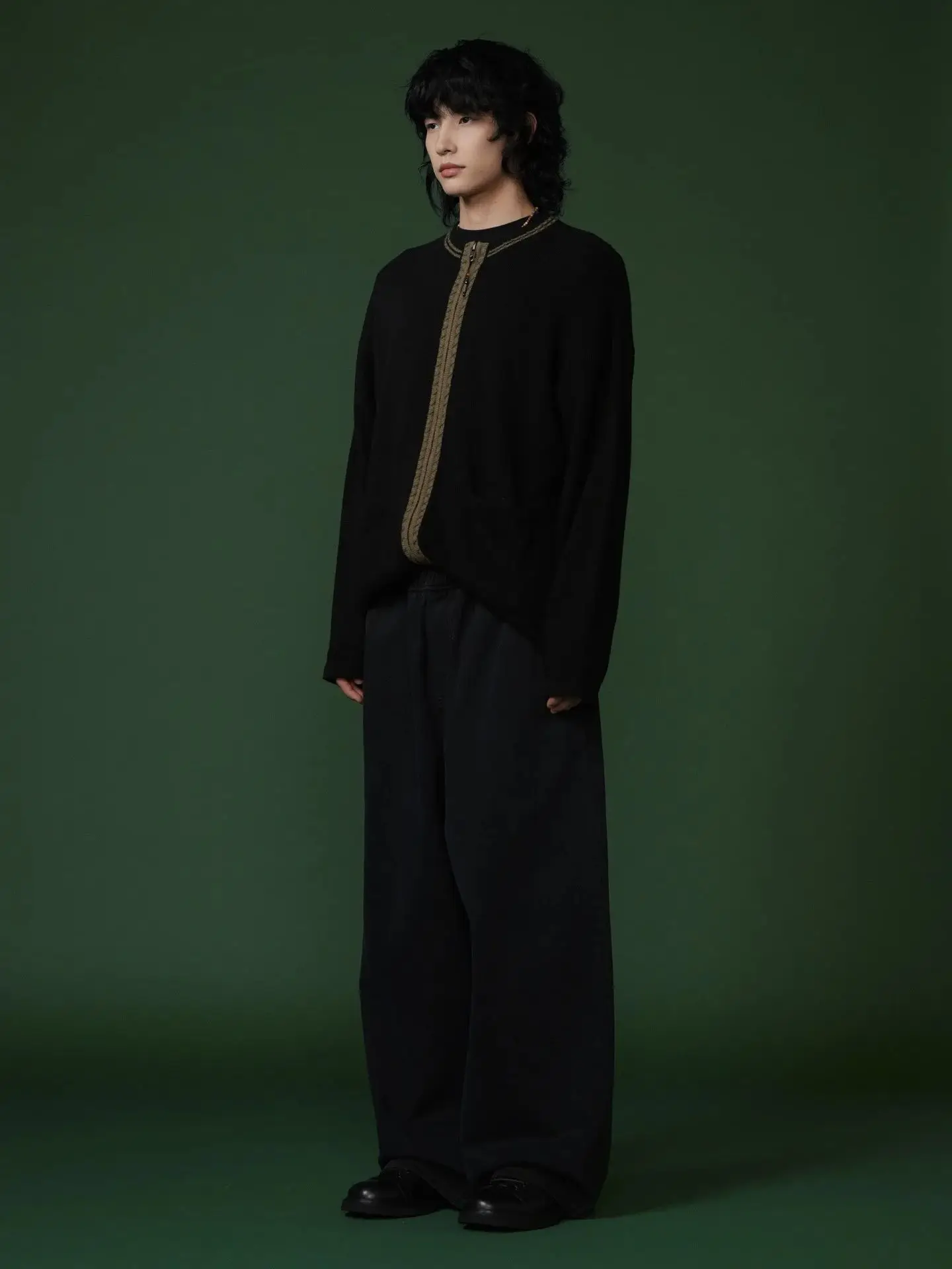 Autumn/Winter Trendy Brand American Retro Loose Casual Men's Solid Color Round-neck Long-sleeved Knitted Cardigan Jacket Top