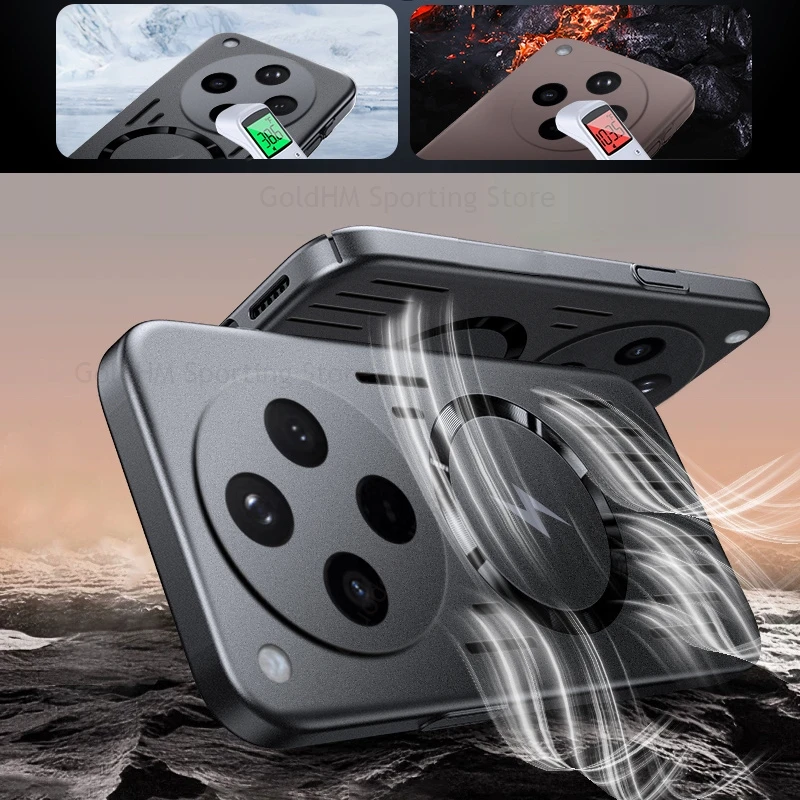 

Wireless Charger For Magsafe Case For Oppo Reno 14 Pro Metallic Paint Cooling Hollow Heat Dissipation Cover For OPPO Find X8 Pro