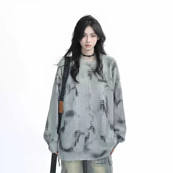 2000s Gothic Print Loose Casual American Vintage Long Sleeve Pullover Sweaters Y2k Korean Fashion O Neck Subculture Jumpers Chic 6