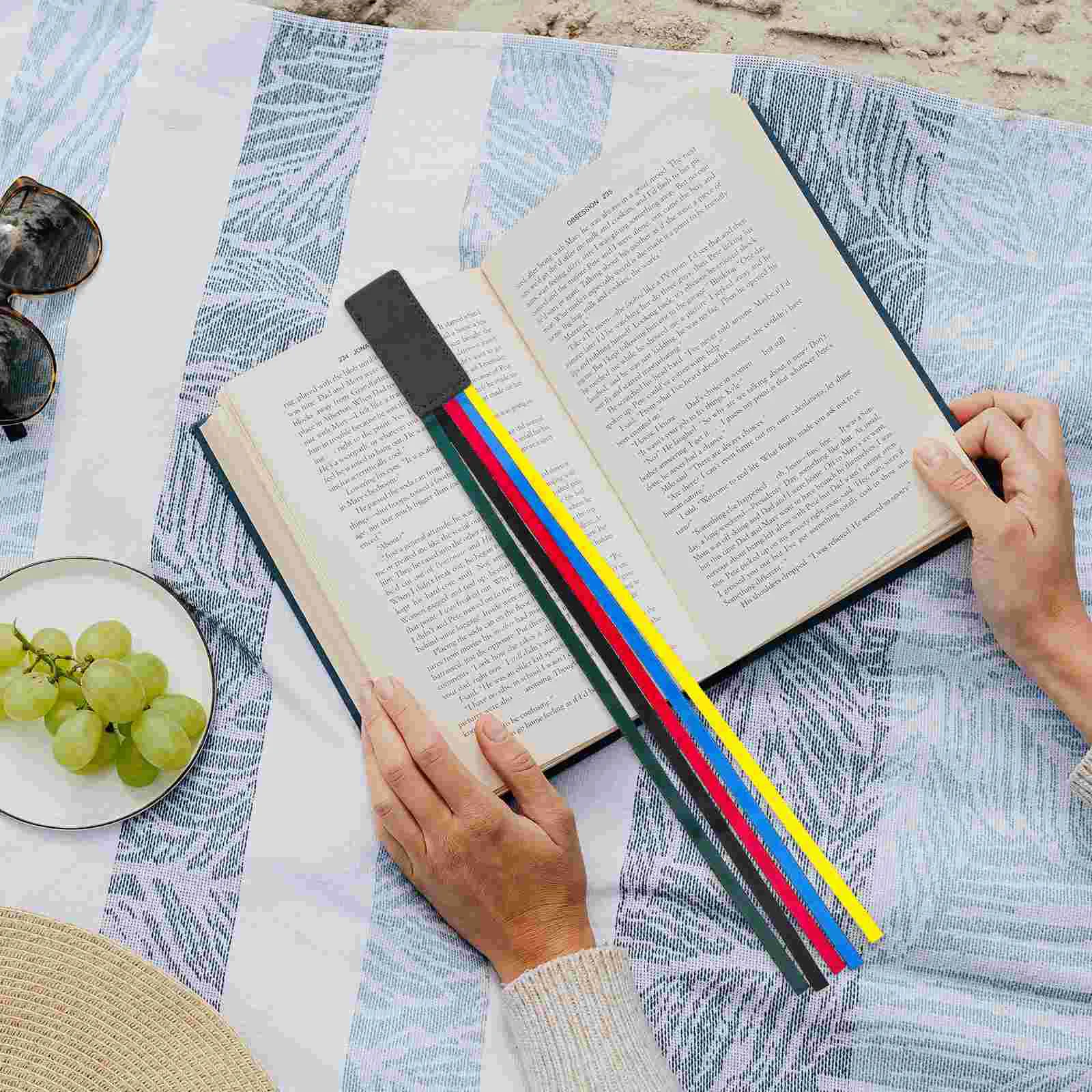 Reading Page Marker Five Colored Ribbon Bookmarks Bible Notebook Student