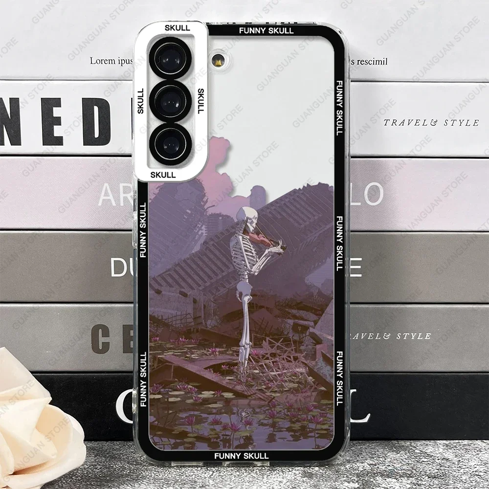 Case For Samsung Galaxy S24 S20 S21 FE S22 Plus S23 Ultra A22 A54 5G Soft Cover Funny Skull