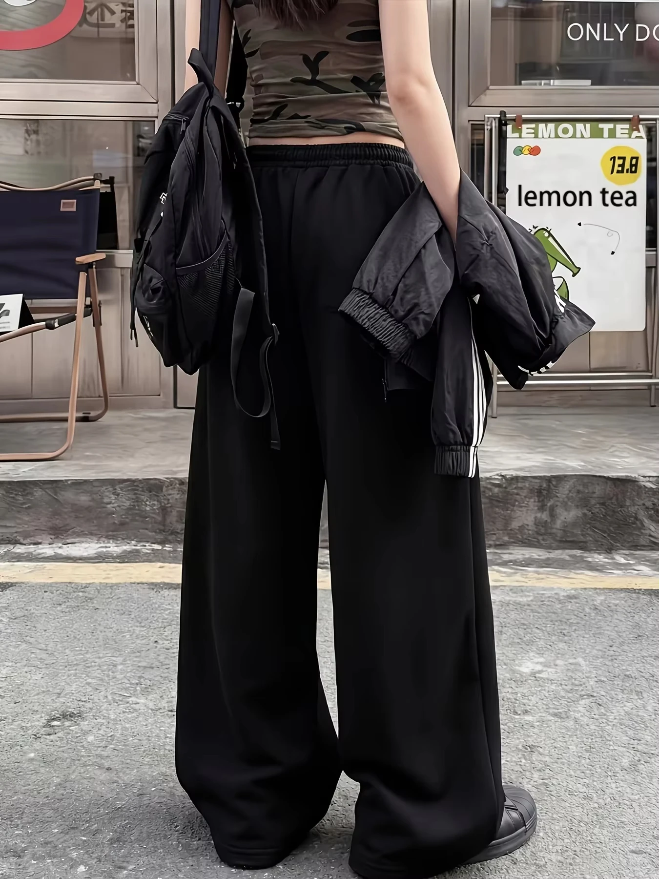 Damen-Sporthose mit Herz-Print, Herbst, Übergröße, locker, lässig, modisch, multifunktionale Streetwear-Hose – Detail 3