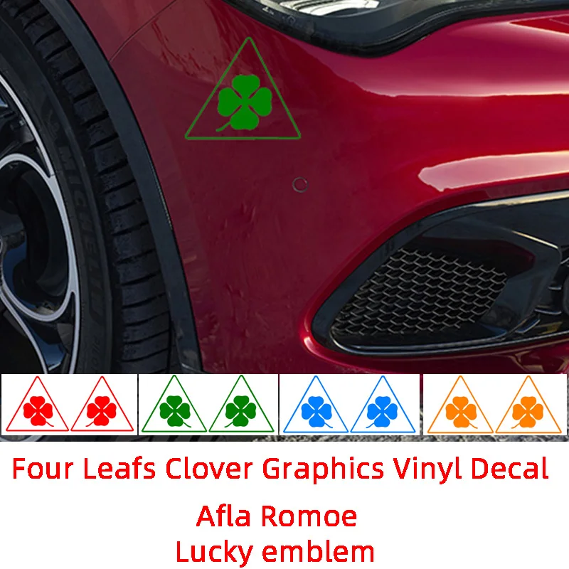 

2 шт., гирлянда с четырьмя листами клевера, виниловая наклейка, автомобильные наклейки, счастливая эмблема для Alfa Romeo Giulia Stelvio 159 147 Spider Brera, внешний вид