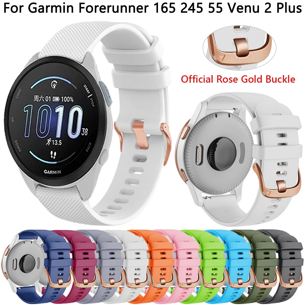 

Ремешок силиконовый для наручных часов 20 мм, браслет для Garmin Forerunner 165 245 645 55 came 2 Plus SQ 2 Vivoactive 3 HR