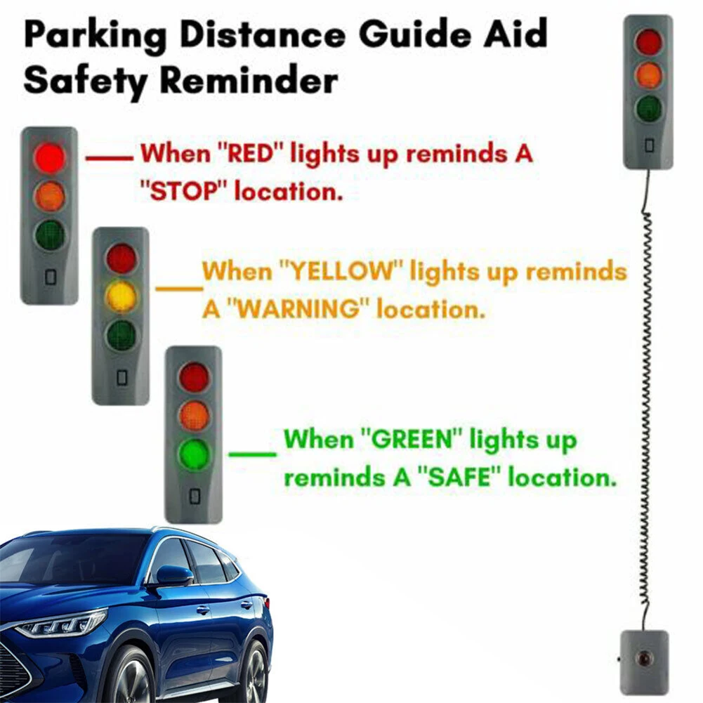 Garage Safe Light Anti Collision Car Guide Sensor with Three Colors Light Parking Warning Alarm Adjustable Battery Operated