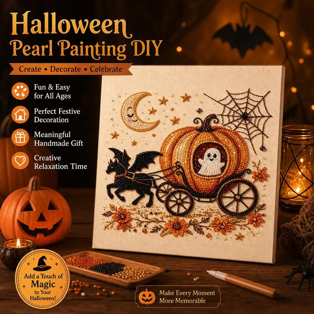 Halloween Diamond-Painting Kit Holiday Pearl Diamond-Painting Art DIY Assembly Craft Activity Home Decor Halloween gift