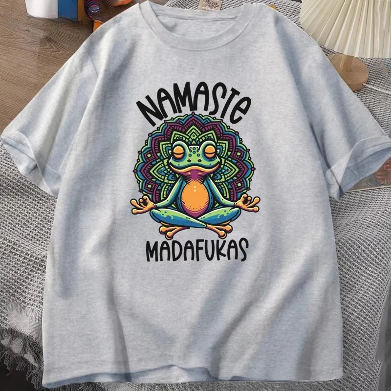 Funny Yoga T Shirt Frog Self Care T-Shirt Harajuku Short Sleeve Positive Cottagecore Namaste Men Women Mens Clothing Streetwear