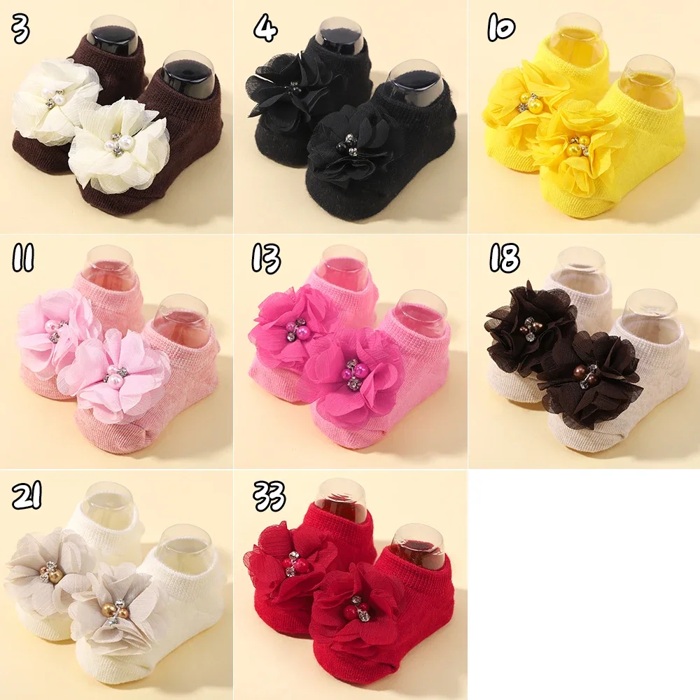 Newborn Cute Floral Non-slip Socks New Baby Soft Prewalker Knitted Sock For BABY BOWS Girls Boys Infant Floor Socks Gift 0-1Y