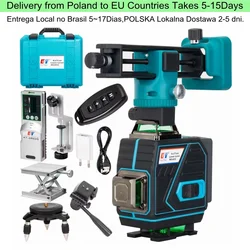 KaiTian 360 Line Laser Level Self-Leveling Horizontal&Vertical Cross Super Powerful Green 16 Lines 4D Nivel Laser Level Receiver