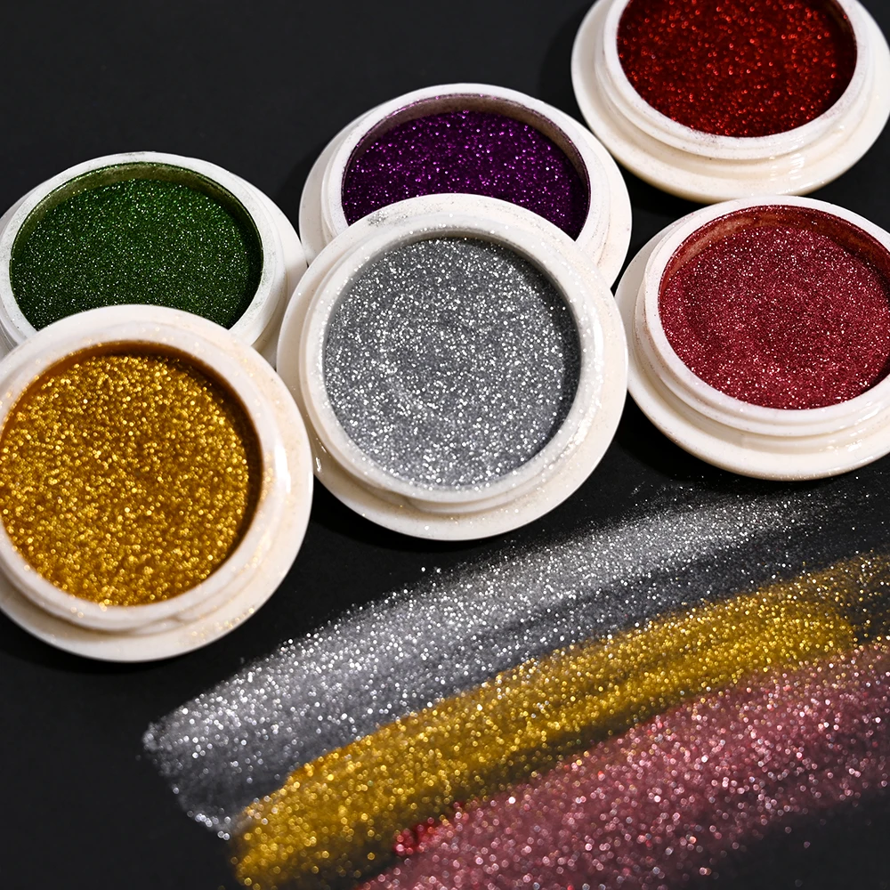 6 vasetti/set polvere per nail art con specchio magico cromato oro/argento effetto metallizzato olografico polvere di pigmenti decorazioni per manicure fai da te * &