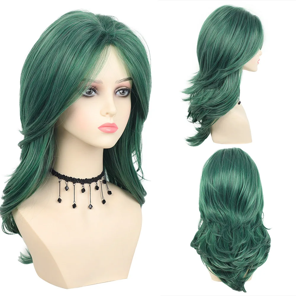 

European and American Women's Fashion Wigs - Long Curly Hair, Multi-layered, Slightly Lifted Synthetic Fiber Wig