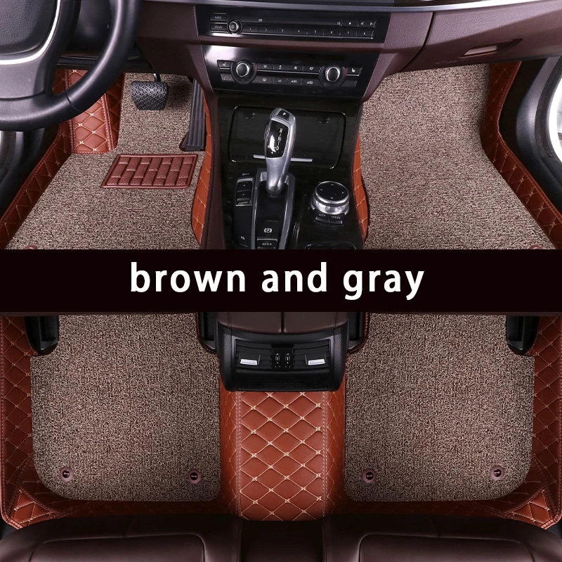 Custom Double Leather Car Floor Mats For All Volkswagen Models T-ROC ID3 ID.4 CROZZ Caddy Magotan Scirocco Interior Accessories