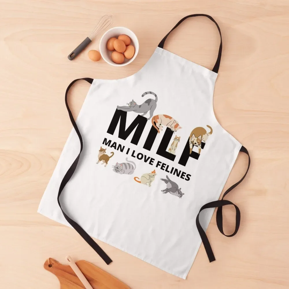 

MILF Man I love Felines, Cat Lovers, man i love felines Apron Waterproof man chef uniform chef costume Chef Uniform Apron