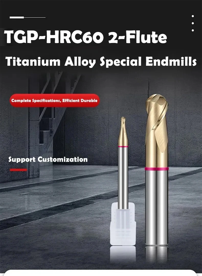 SHAZAM TGP-HRC60 2F Farbkreis-Kugelkopffräser aus Wolframstahl-Hartmetall mit AD-Beschichtung, Fräser, CNC-Mechanischer Schaftfräser – Detail 1