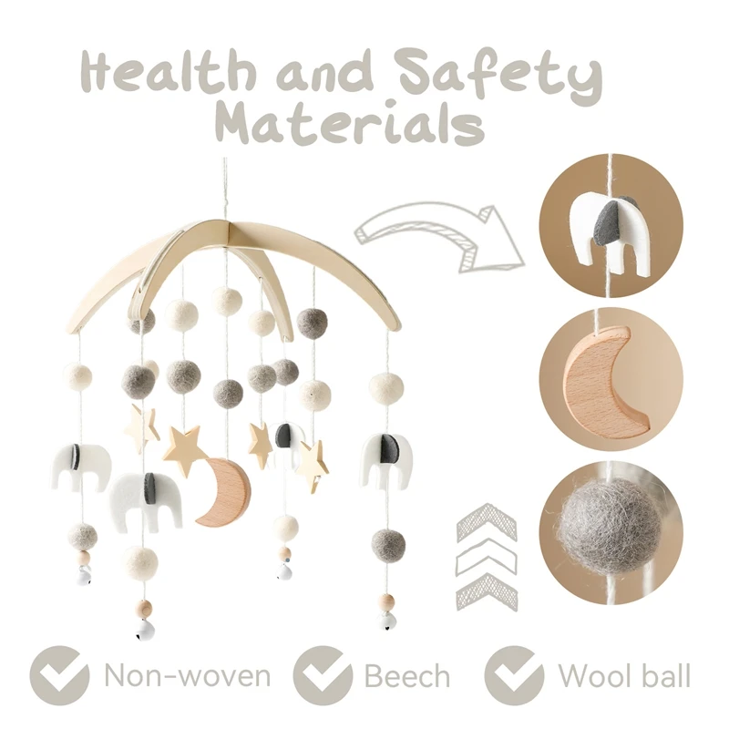 Baby Mobile Rasseln Spielzeug 0-12 Monate Holz Stern Vlies Bett Glocke Neugeborenen Bett Glocke Kleinkind Rassel Karussell musikalische Spielzeug Geschenke