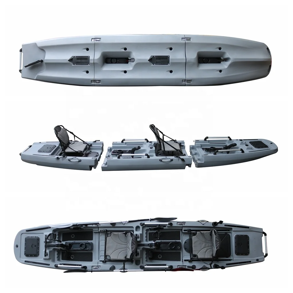 

Factory Custom Hot Sale 3 Section Modular 2 Seats Detachable Fishing Kayak with Pedal Drive Motorized Kayak for Sale