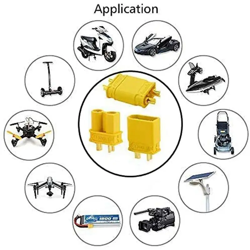 Time Saving XT30 30 Pairs Male Female Battery Connectors XT30U Male Female Connectors Round Plug Female With Heat Shrink Tube