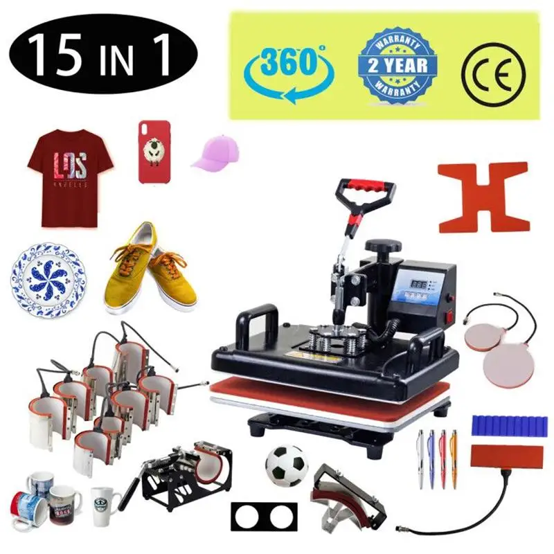 New! 15 In 1 Heat Press Machine,Sublimation Printer/Heat Transfer Machine Pen Heat Press For Mug/Cap/T